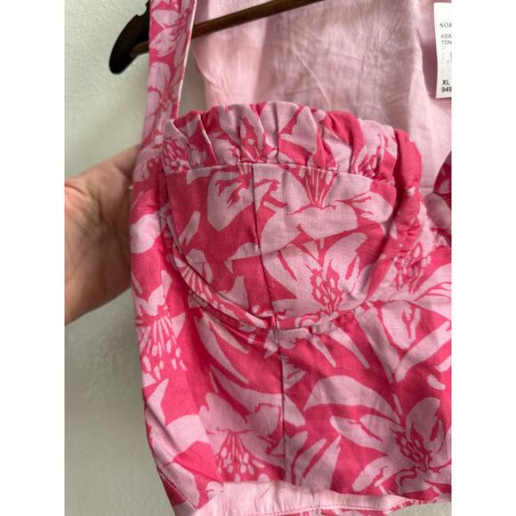 Charlie Holiday Pink Floral Tropical Hibiscus Crop Top size XL - Picture 6 of 14